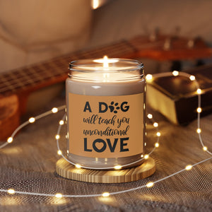Relaxed Dog - Scented Candles, 9oz - A Dog Will Teach You Unconditional Love - Brown Label