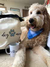 Load image into Gallery viewer, DOG TWINNING - Dog Mom - Blue Check and Floral Pattern REVERSIBLE Gift Pack - Mug and Bag and Dog Bandana