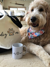 Load image into Gallery viewer, DOG TWINNING - Dog Mom - Blue Check and Floral Pattern REVERSIBLE Gift Pack - Mug and Bag and Dog Bandana