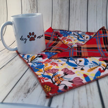 Load image into Gallery viewer, DOG TWINNING - Dog Mom - Red Plaid and Floral Pattern REVERSIBLE Gift Pack - Mug and Bag and Dog Bandana
