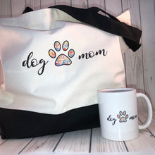 Load image into Gallery viewer, DOG TWINNING - Dog Mom - Red Plaid and Floral Pattern REVERSIBLE Gift Pack - Mug and Bag and Dog Bandana