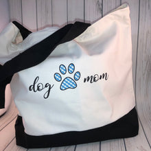 Load image into Gallery viewer, DOG TWINNING - Dog Mom - Blue Check and Floral Pattern REVERSIBLE Gift Pack - Mug and Bag and Dog Bandana