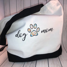 Load image into Gallery viewer, DOG TWINNING - Dog Mom - Blue Check and Floral Pattern REVERSIBLE Gift Pack - Mug and Bag and Dog Bandana