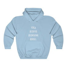 Load image into Gallery viewer, Buy online Premium Quality Yoga Coffee Sunshine and Dogs - Unisex Heavy Blend™ Hooded Sweatshirt - Dog Mom Treats
