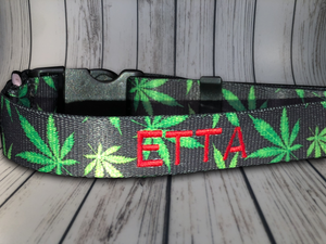 Personalized Dog Collar - PATTERN background - Embroidered With Your Dog's Name and Phone Number - DogCollarWithName.com