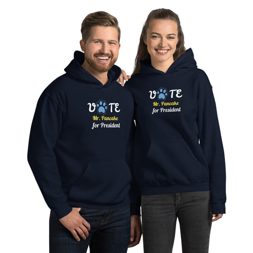 Buy online Premium Quality Vote for Dog For President - Customize with Your Dog's Name - Blue Paw - Unisex Hoodie - Dog Mom Treats