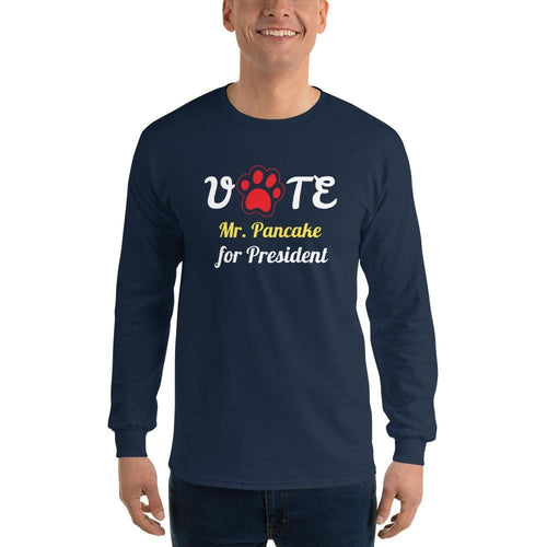 Buy online Premium Quality VOTE For President Custom Shirt With Your Dog's Name - Red Paw - Men’s Long Sleeve Shirt - Dog Mom Treats