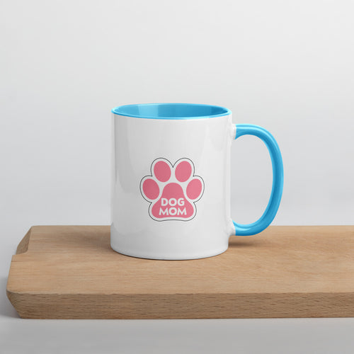Buy online Premium Quality Dog Mom - Pink Paw - Mug with Color Inside - Gift Idea - #dogmomtreats - Dog Mom Treats
