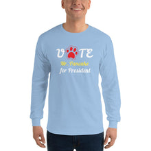 Load image into Gallery viewer, Buy online Premium Quality VOTE For President Custom Shirt With Your Dog&#39;s Name - Red Paw - Men’s Long Sleeve Shirt - Dog Mom Treats
