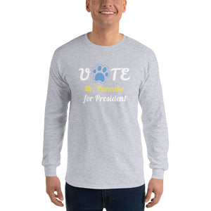 Buy online Premium Quality Vote for Dog for President - Personalize with Your Dog Name - Blue Paw - Men’s Long Sleeve Shirt - Dog Mom Treats