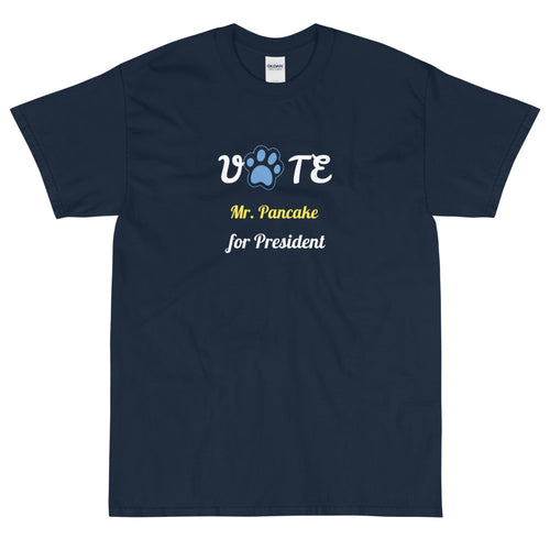 Buy online Premium Quality Vote for Dog For President - Customize with Your Dog Name - Blue Paw - Short Sleeve T-Shirt - Dog Mom Treats