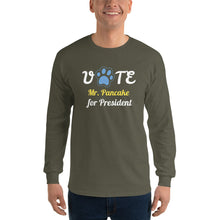 Load image into Gallery viewer, Buy online Premium Quality Vote for Dog for President - Personalize with Your Dog Name - Blue Paw - Men’s Long Sleeve Shirt - Dog Mom Treats
