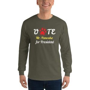 Buy online Premium Quality VOTE For President Custom Shirt With Your Dog's Name - Red Paw - Men’s Long Sleeve Shirt - Dog Mom Treats