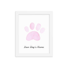 Load image into Gallery viewer, Buy online Premium Quality Personalized Dog Paw Frame - Framed photo paper poster - Pink - Dog Mom Treats
